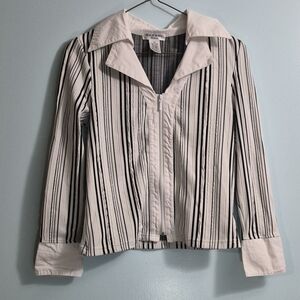Striped Zip-Up Collared Jacket